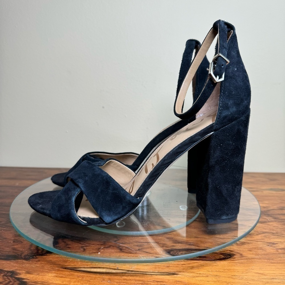 NEW Sam Edelman Block Heel Sandals in black suede
